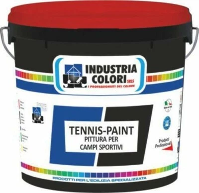 INDUSTRIA COLORI Pittura Campi Tennis in Cemento Centri Sportivi da 5 e 14 L Bianco, Rosso, Verde