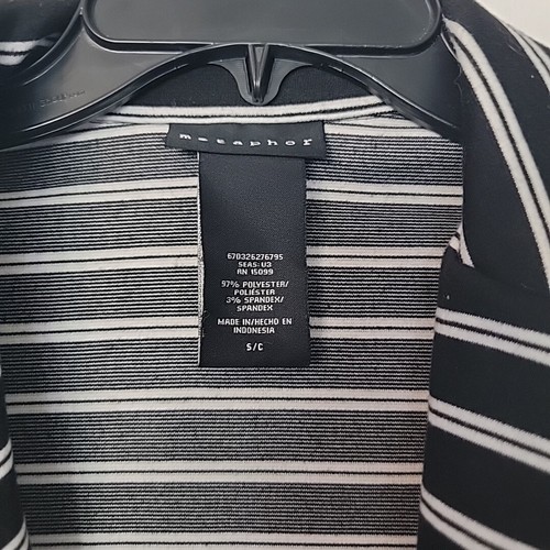 Metaphor 1 Button Cute Blazer ~ Sz S ~ 3/4 Sleeve ~ Black & White Stripes - Picture 3 of 4