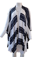 Lauren Ralph Lauren Women's Poncho Cape Navy/White Striped One Size