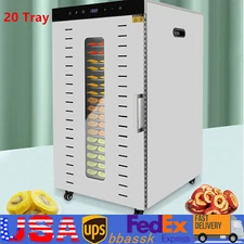 20 Tray Food Dehydrator Stainless Steel Meat Fruit Vegetable Jerky Dryer Machine