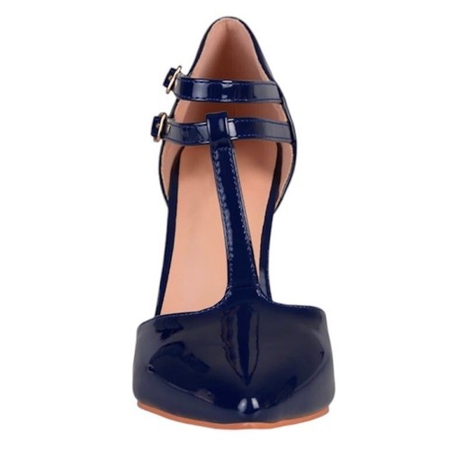 JOURNEE COLLECTION TRU-T Women's Navy Strap Stiletto Heels Pumps - 第 6/10 張圖片