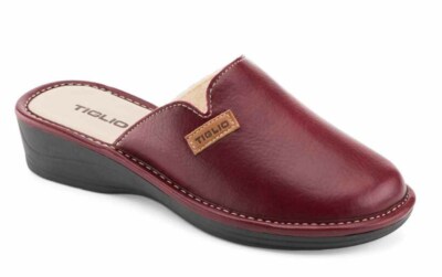 Pantofole bordeaux da donna con fiore Stilrosa