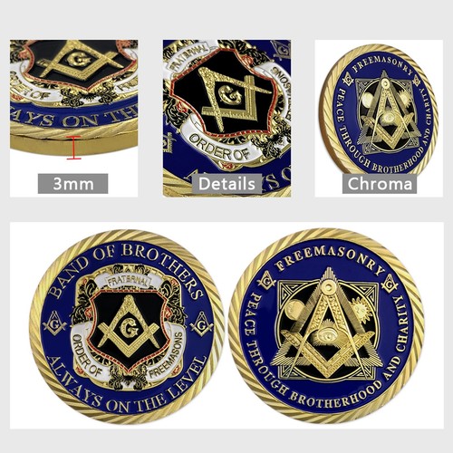 Masonic Challenge Coin Band of Brothers Freemason Sammlerstück doppelseitige Münze - Bild 9 von 12
