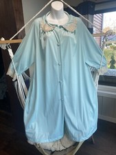 Vintage Delicate Sears Blue Aqua Robe Lace Trim XL