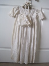 Christening Dress Long w Bonnet Antique