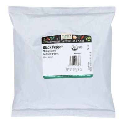 Frontier Herb Organic Medium Black Pepper 16 oz (Pack of 3)