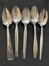 5 Grapefruit Spoons 6” Variety Brands & Patterns Wm Rogers Assortment