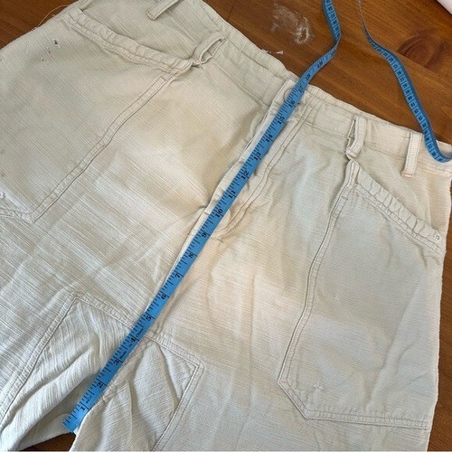 Free People Bay To Breakers Destroyed Cargo Pants in Ivory Cream Womens Large - Picture 7 of 13