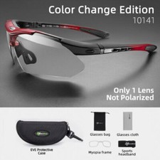 ROCKBROS Cycling Glasses Transparent Photochromatic Sport Sunglasses UV400 Red