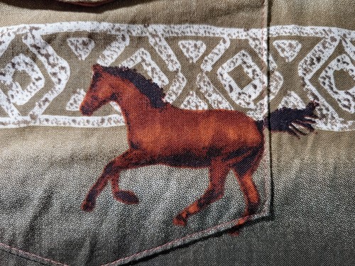 Vintage Wrangler Western Shirt XXL Brown Horses Pearl Snap Cowboy Graphic Rare - Picture 6 of 8