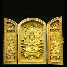 Boxwood Carving Buddha Statue Folding Buddha Statue Buddhist Altar Decoration