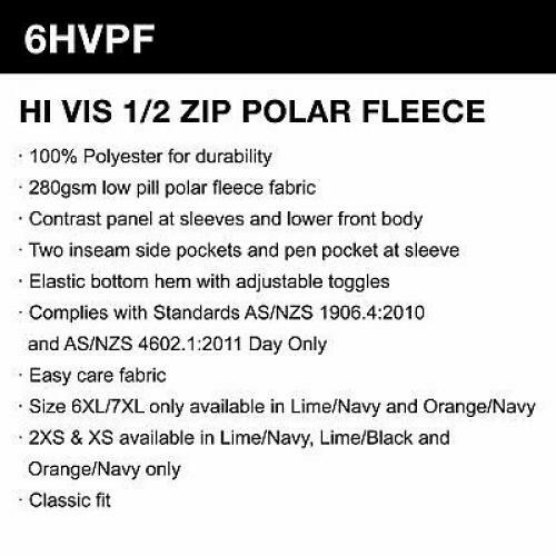 JB's wear HI VIS 1/2 ZIP POLAR FLEECE Jumper,6HVPF - Picture 3 of 13