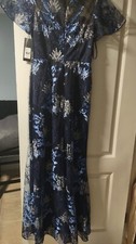  maxi dress straight Color is navy with blue and silver laceShort Sleeve