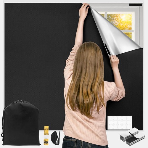 Blackout Curtains 100% Blackout Window Cover 118" X 57" Portable Black Curtains