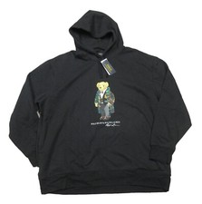 Polo Ralph Lauren Big  Tall Men's Black Polo Bear Fleece Lined Pullover Hoodie