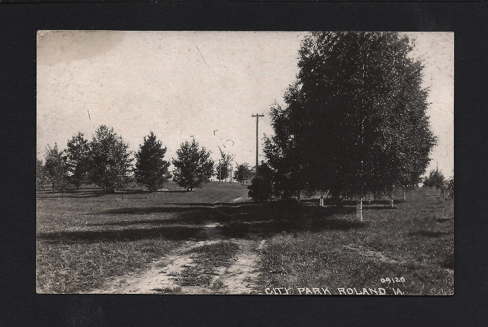 Roland Iowa IA c1908 RPPC Old City Park and Dirt Road Across Park