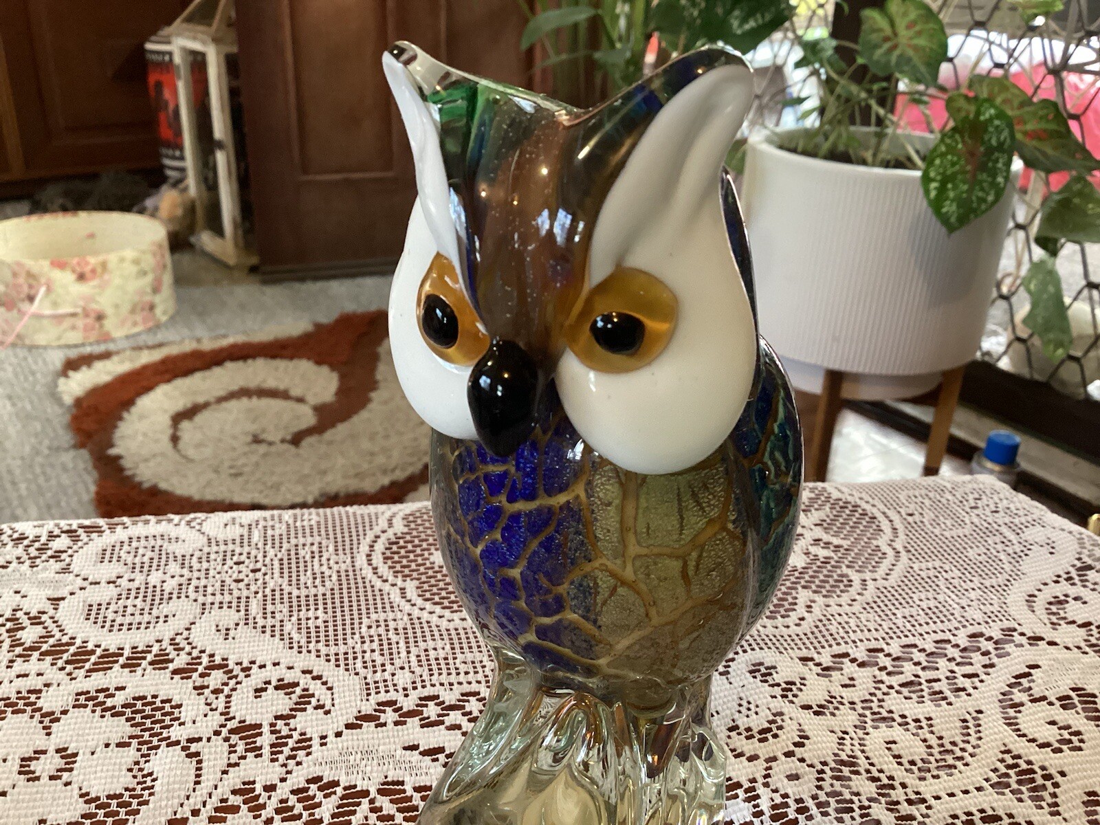 RIKARO ART GLASS OWL BNIB multi coloured 16cm tall eBay