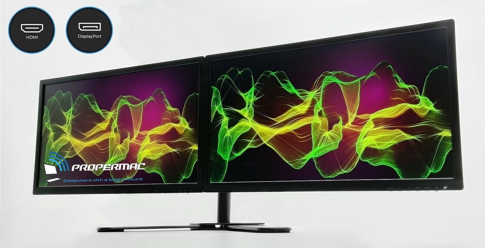 Dual Monitor Gaming Setup HP  2x22"" FULL HD 1920x1080  DVI to HDMI,  DP to DP