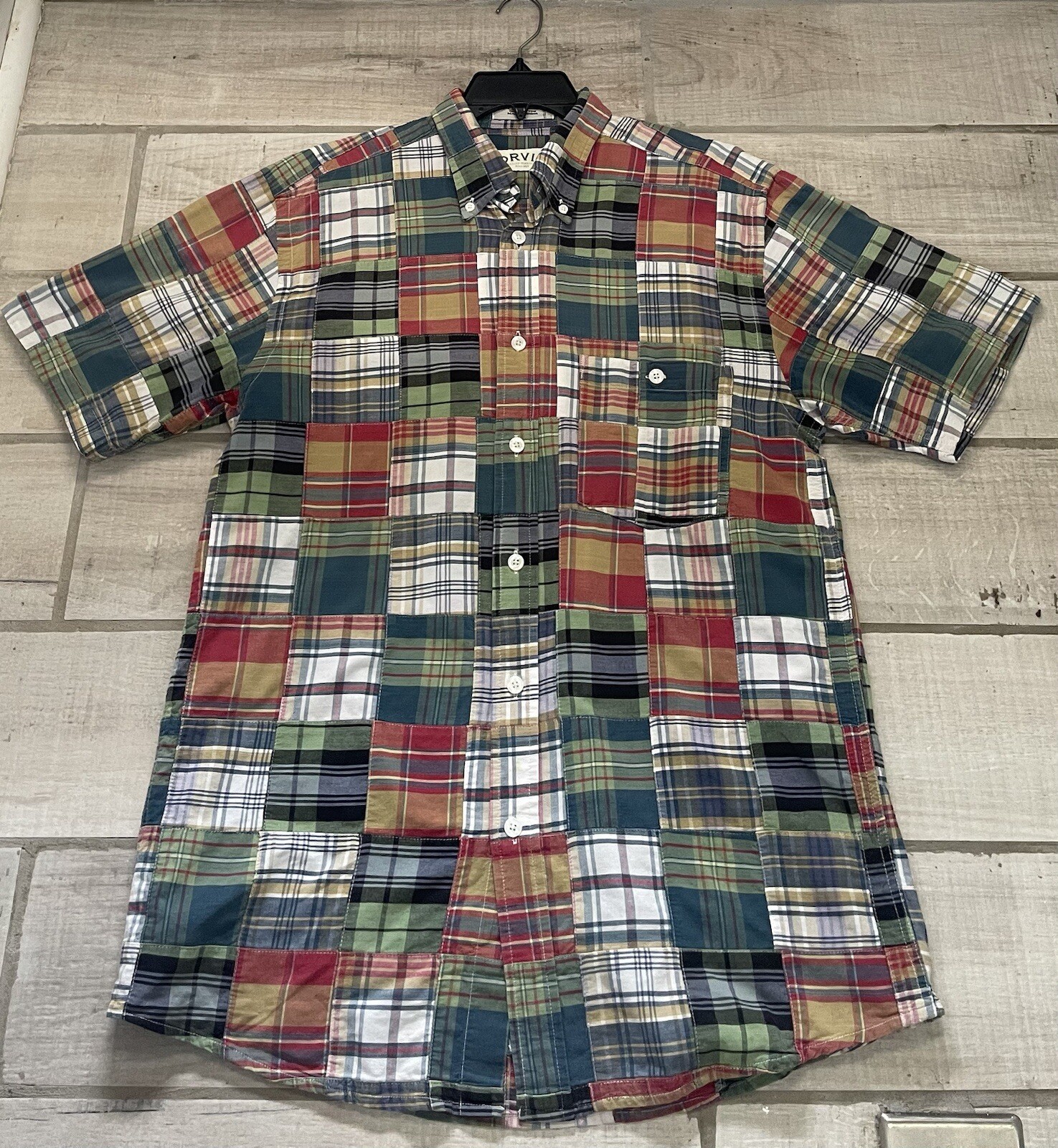 Orvis Shirt Men Medium Patchwork Plaid Short Slee… - image 1