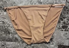 VICTORIA'S SECRET BEIGE NUDE SMOOTH GOLD ADJUSTABLE STRAP STRING BIKINI PANTIES