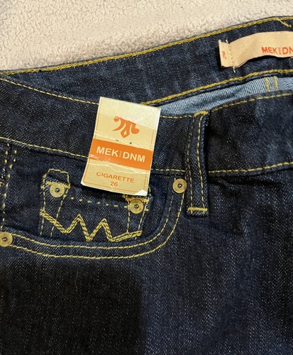 MEK DNM Baily Cigarette Skinny Jeans Womens Sz 26 Dark Low Rise Stretch - Picture 7 of 12