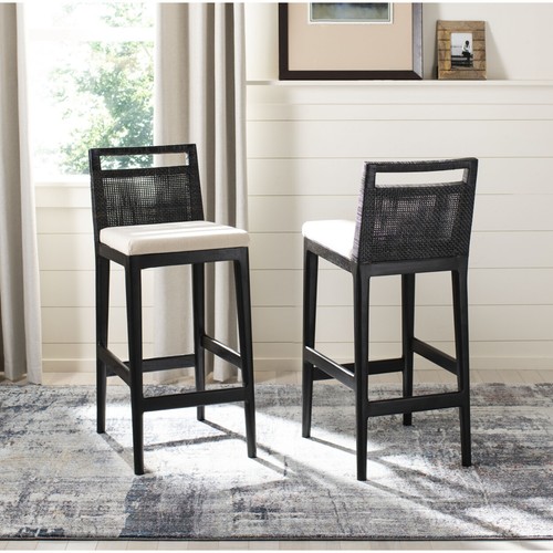 SAFAVIEH Darin Bar Stool | Black / White | - Picture 2 of 12