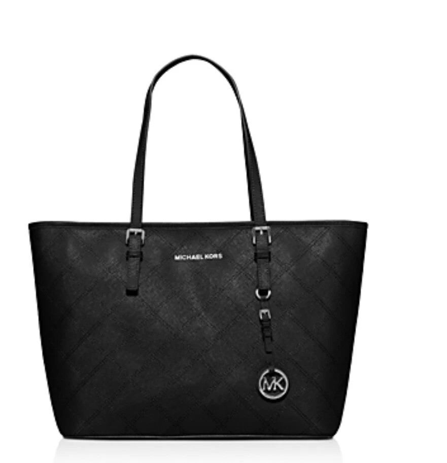 Nuevo Bolso de Mano Michael Kors Jet Set Viaje Acolchado Cuero Saffiano Negro Foto 4 de 4