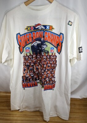 1998 Starter Super Bowl XXXII Champions Denver Broncos Team Photo T-Shirt LARGE 