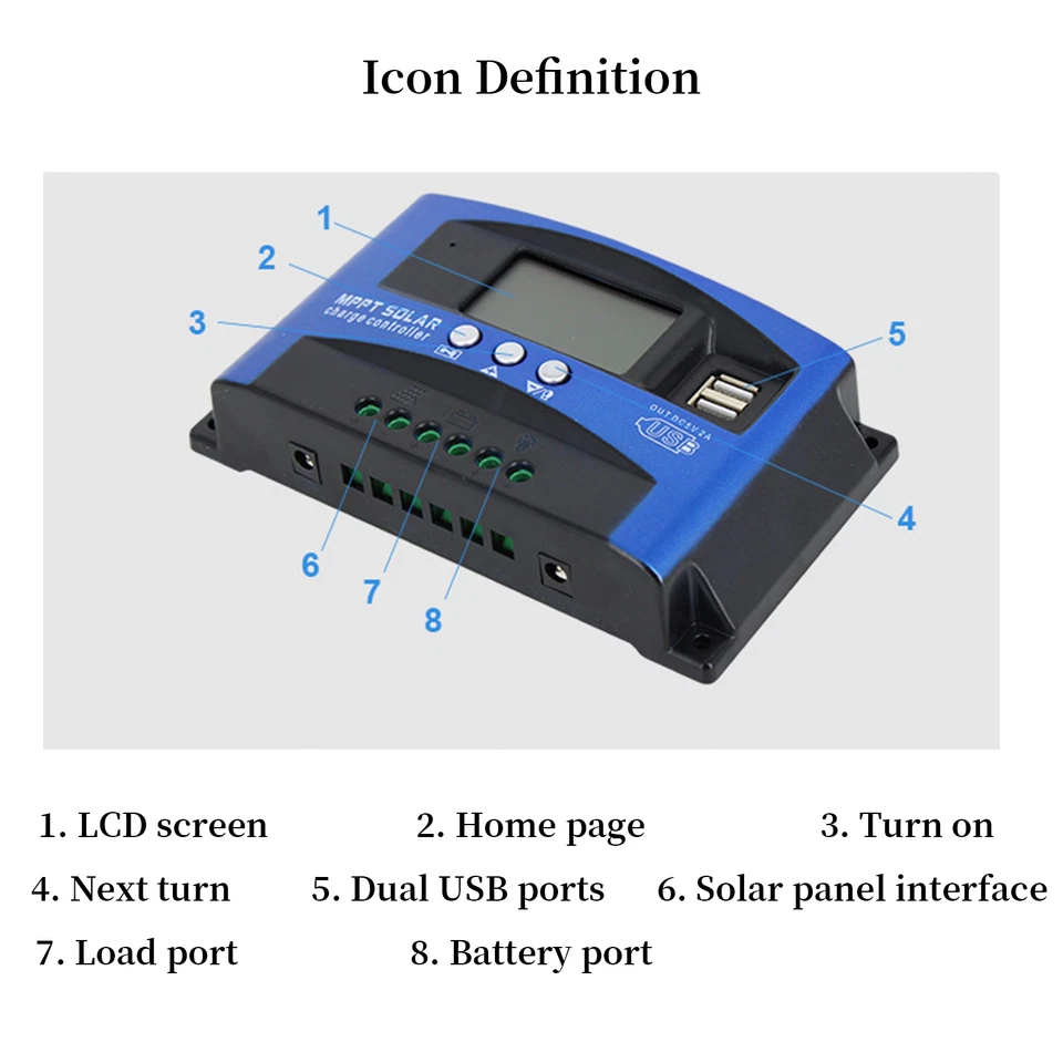12/24V 10-100A MPPT PWM Solarladeregler Regler Autofokus Tracking - Bild 4 von 4