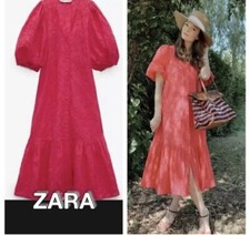 Zara SS21 Cutwork Embroidered Pink Midi Dress 4786/095 Blogger Fave Size L 12