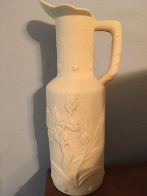 Homemaker's Idea Company Yellow Marbled Pottery Pitcher Vase Spring Fall Summer