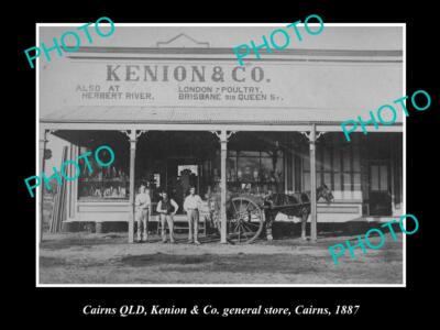 OLD 8x6 HISTORIC PHOTO OF CAIRNS QLD VIEW OF KENION GENERAL STORE c1887
