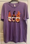 New HALLOWEEN Gnomes Fall Autumn purple unisex T-Shirt soft Bella Canvas Size L
