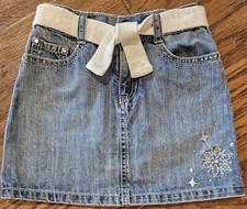 EUC Girls Size 7 Gymboree Snowflake Unicorn Gem Belted Jean Skirt