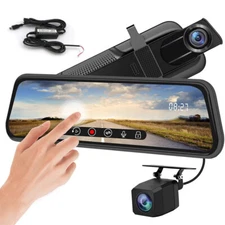 4K 10" Dash Cam Mirror GPS Car Rearview Backup Dual Camera Night Vision G-Sensor