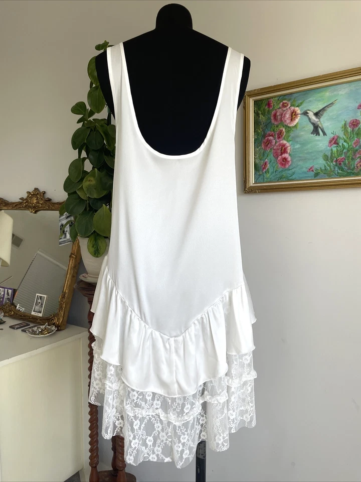 Boutique Womens Satin Drop Waist Slip Dress Size S Fairy Whimsical Coquette Soft - Image 2 of 4