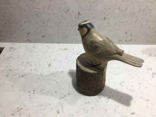 Blue Tit Hand Carved From Sustainable Forestry Delightful British Bird - Picture 5 of 11