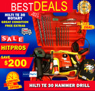 HILTI TE 30 ROTARY HAMMER DRILL, L@@K, PREOWNED, GREAT CONDITION. FAST SHIPPING