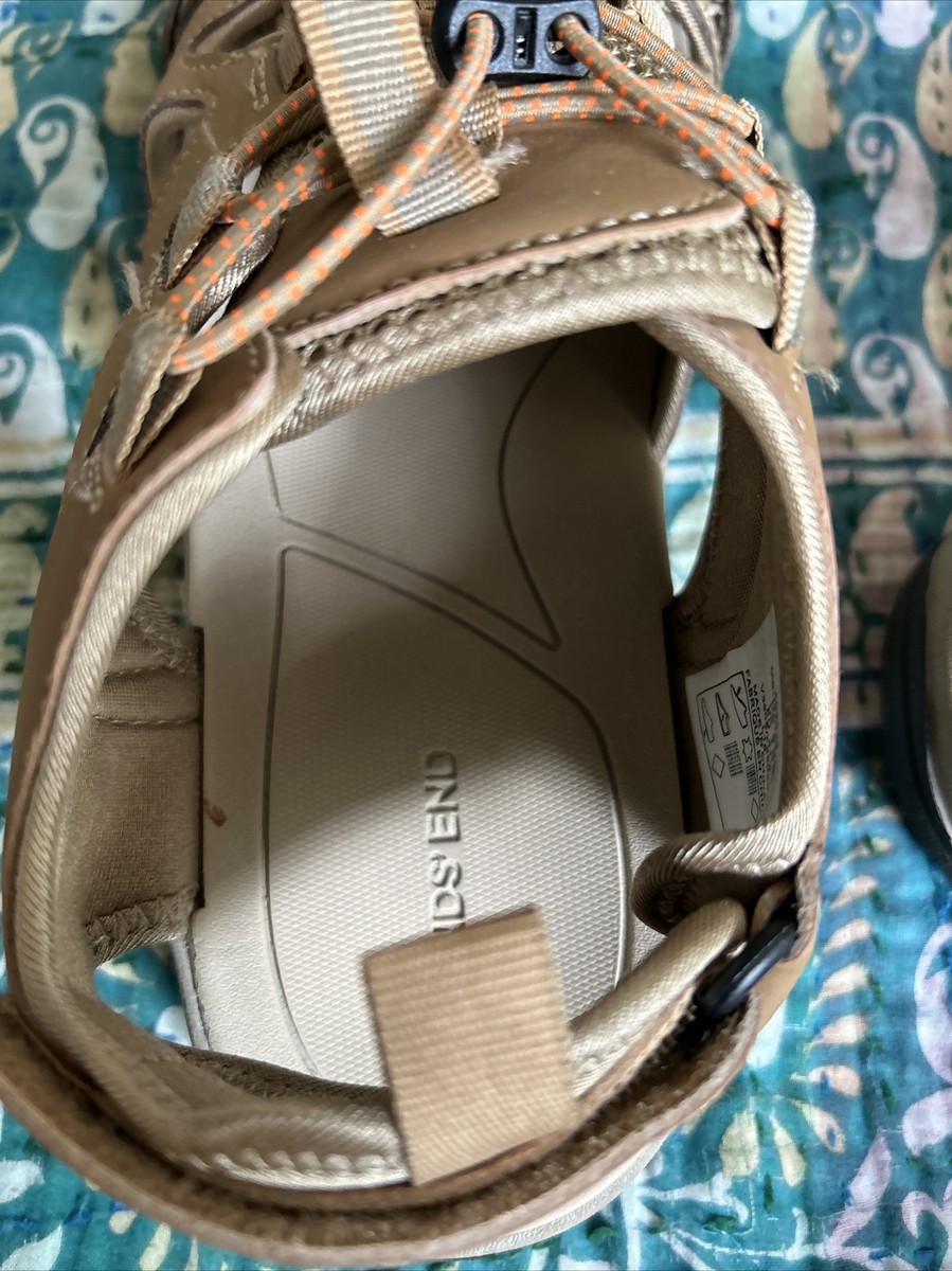 Lands End Mesh Leather Hiking Water Shoes Sandals Brown 