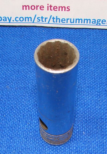 vintage S-K 40822 --- 1/2" drive ---- 11/16" DEEP SOCKET --- 12pt --- knurled - Picture 3 of 3