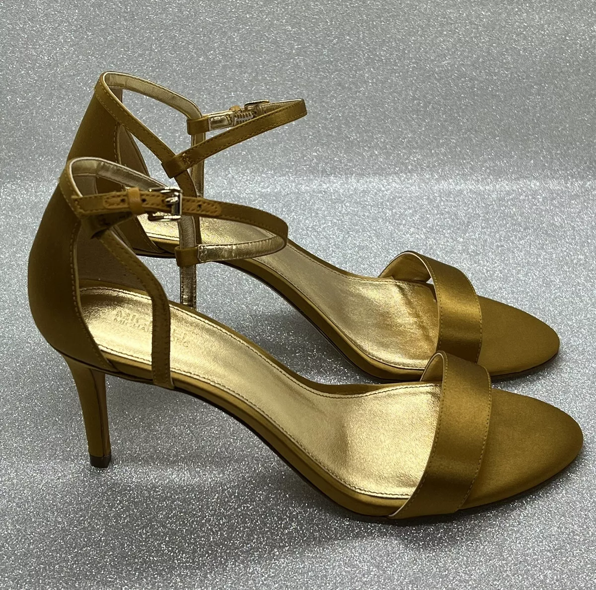 New In Box Michael Michael Kors Simone Mid Sandal Satin Marigold