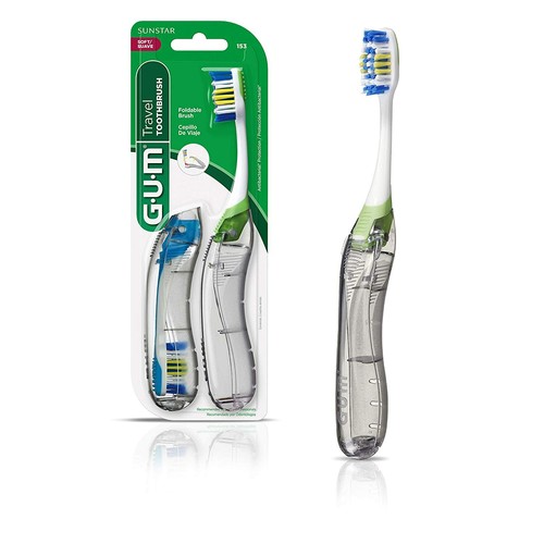 GUM Travel Toothbrush with Antibacterial Bristles & Folding Handle - Soft 2 Ct. - Picture 2 of 3