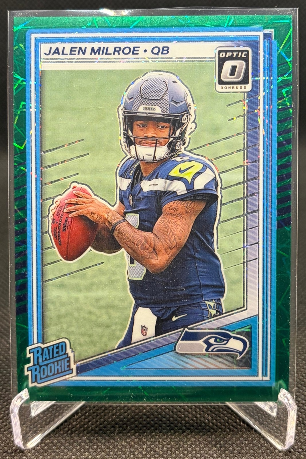 2025 Optic Jalen Milroe Rated Rookie Teal Velocity Prizm #253 Seahawks