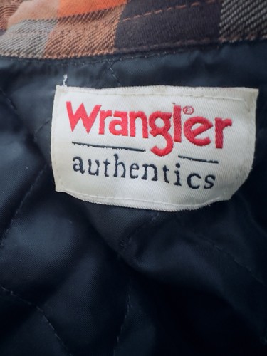 Wrangler Mens Orange Plaid Quilted Lined Flannel Jacket Button Front 3XL Vintage - Picture 5 of 8