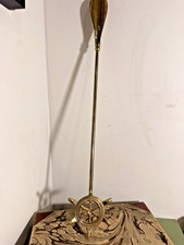Vintage Brass Shoe Horn Long Handle Nautical Ship Wheel 21  Decor