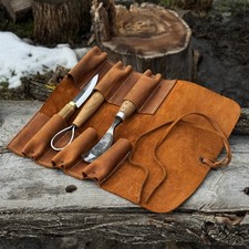 Organizzatore attrezzi in pelle 6 tasche 1,3 pollici slot manicotto per scalpelli sgorbie coltelli