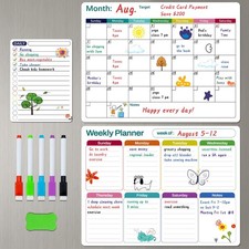 Magnetic Dry Erase Fridge Calendar Whiteboard Set,3 Pack 14.6" x 11" B