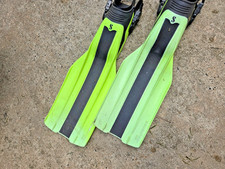 Vintage Scubapro Jet Sport Open Heel Scuba Diving Fins Size Large Neon Green/Bla