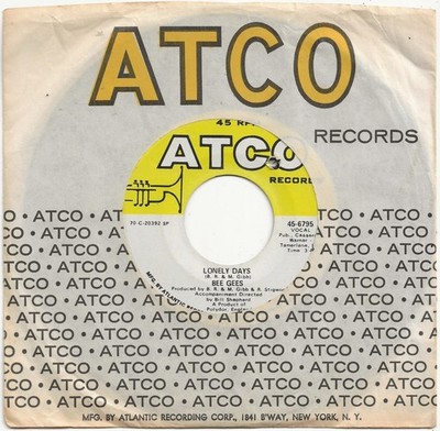THE BEE GEES ~LONELY DAYS/MAN FOR ALL SEASONS 1970 ATCO RECS (45-6795) 7'' SINGLE