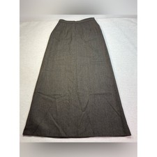 Harold's Women size 4 herringbone 100% wool A-Line Maxi Skirt brown made in USA